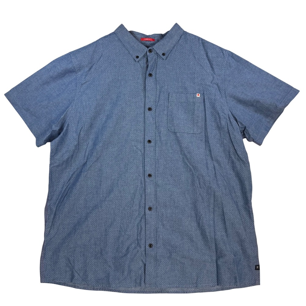 ROARK Revival Scholar Button Down Shirt XXL Indigo Micro Dot Short Sleeve Casual